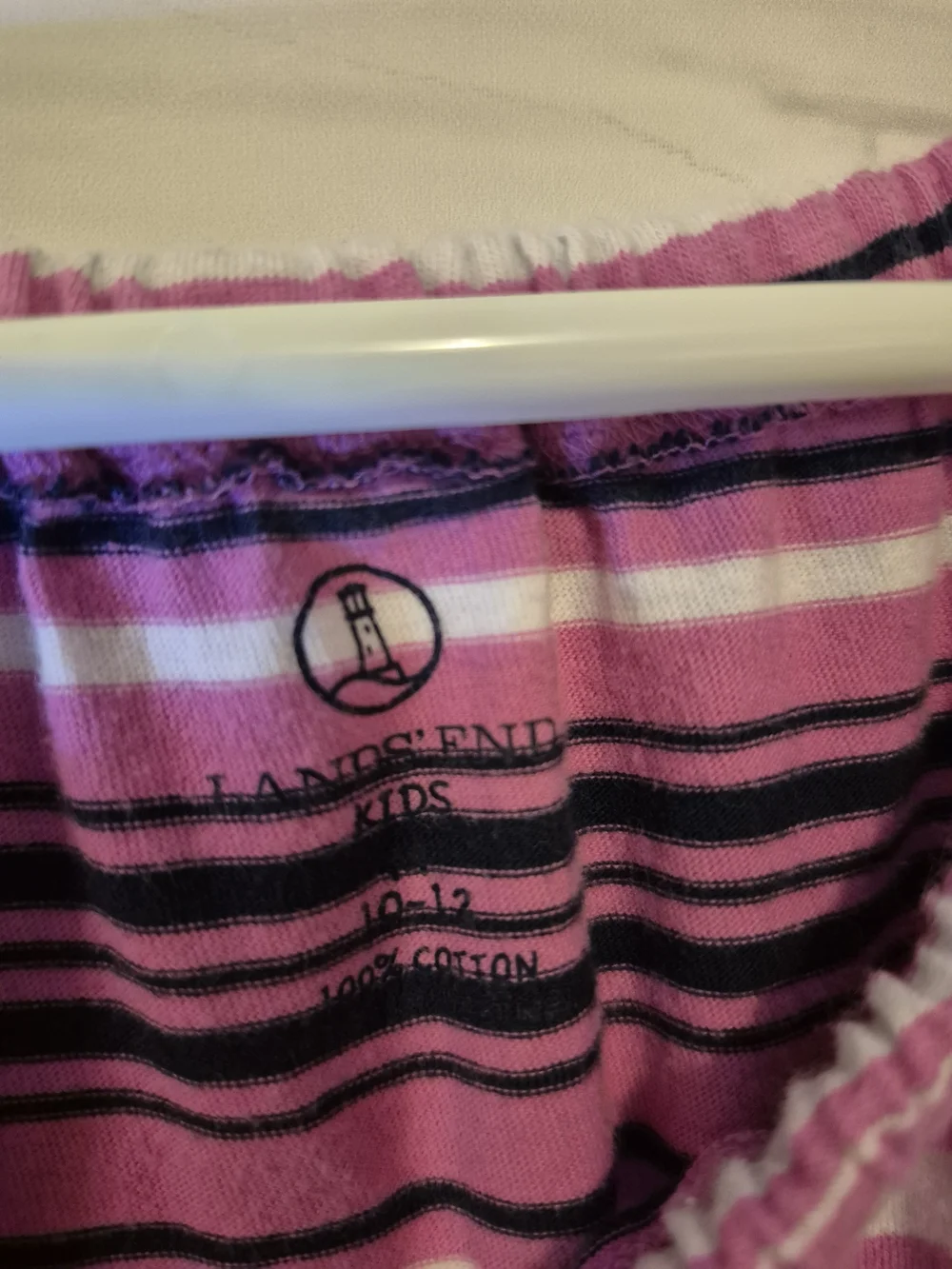 Lands' End Pink Striped Casual Sundress with Navy Straps